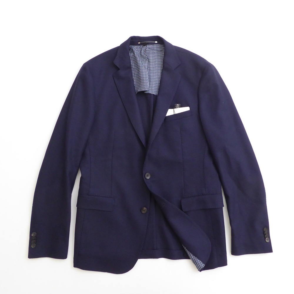 Hugo Boss Sport Coat Blazer Navy Blue Roan Lanificio Virgin Wool Stretch 40R